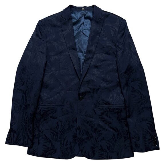 Express Blazer Jacket Mens Size 36R Sports Coat Slim Fit Floral Print Blue - Picture 1 of 6